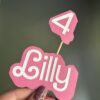 Pink Girl Name & Age Cake Topper
